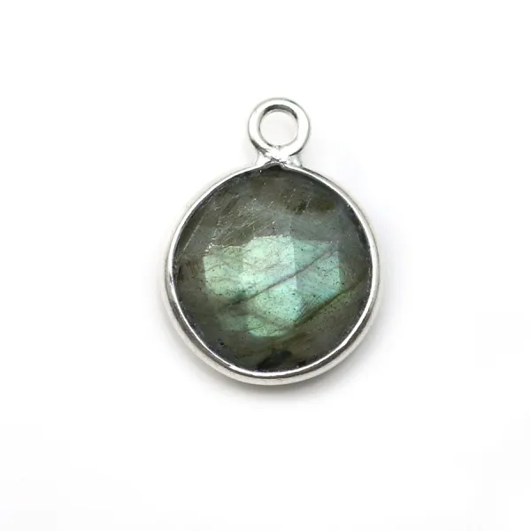Labradorite ronde sertie sur argent 925 11mm x 1pc