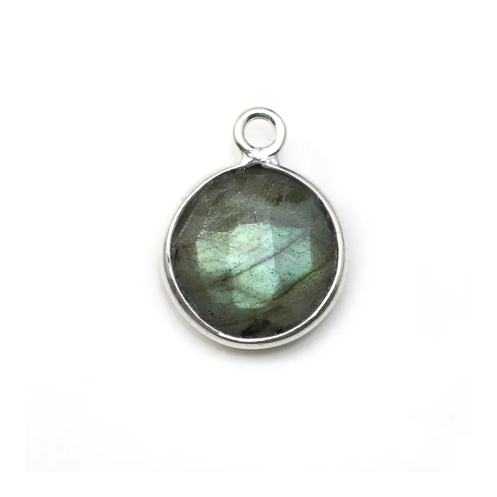 Labradorite ronde sertie sur argent 925 11mm x 1pc
