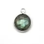 Faceted round labradorite set in sterling silver 11mm x 1pc