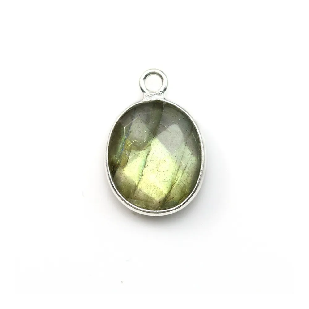 Labradorite ovale facetté sertie sur argent 925 11x13mm x 1pc