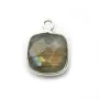 Labradorite coussin facette sertie sur argent 925 11mm x 1pc
