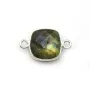 Labradorite coussin facette sertie sur argent 925 2 anneaux 11mm x 1pc