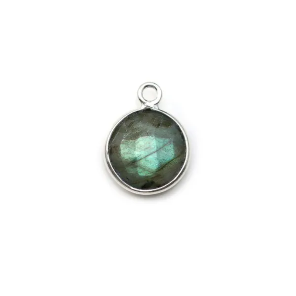 Labradorite rotonda incastonata su argento un anello, 9x12mm x 1pz