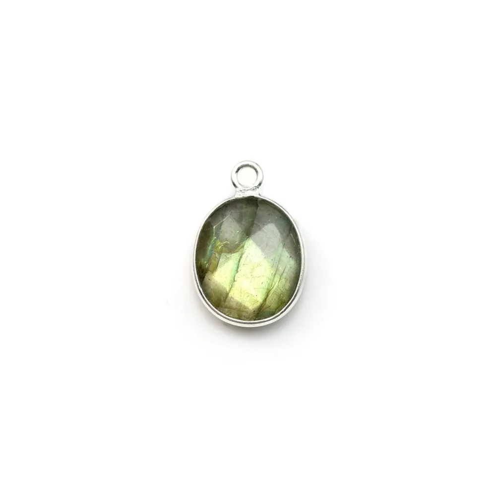 Labradorite ovale facetté, un anneau, sertie sur argent  9x11mm x 1pc