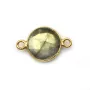 Labradorite ronde sertie sur argent 925 doré à l'or fin 2 anneaux 11mm x 1pc