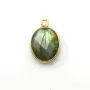 Labradorite ovale facette sertie sur argent doré 11x13mm x 1pc