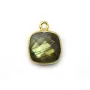 Labradorite coussin facette sertie sur argent 925 doré à l'or fin 11mm x 1pc