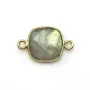 Labradorite coussin facette sertie sur argent doré 2 anneaux 11mm x 1pc