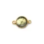 Labradorite ronde sertie sur argent doré 2 anneaux 9mm x 1pc