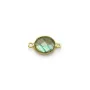 Labradorite ovale facette sertie sur argent 925 doré à l'or fin 2 anneaux  9x11mm x 1pc