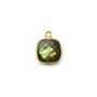 Labradorite coussin facette sertie sur argent doré, 1 anneau, 9mm x 1pc