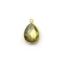 Labradorite goutte facette 1 anneau sertie sur argent doré 11x15mm x 1pc