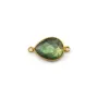 Labradorite goutte facette sertie sur argent 925 doré à l'or fin 2 anneaux 11x15mm x 1pc