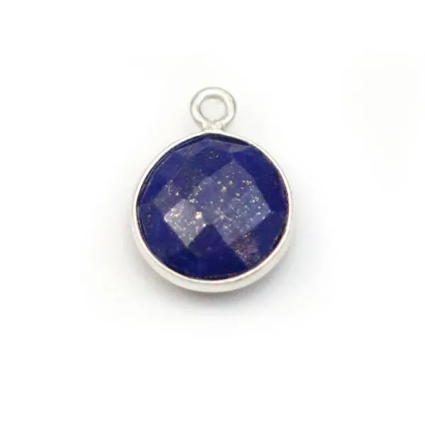 Lapis lazuli round shape, 1 ring, set in silver, 11mm x 1pc