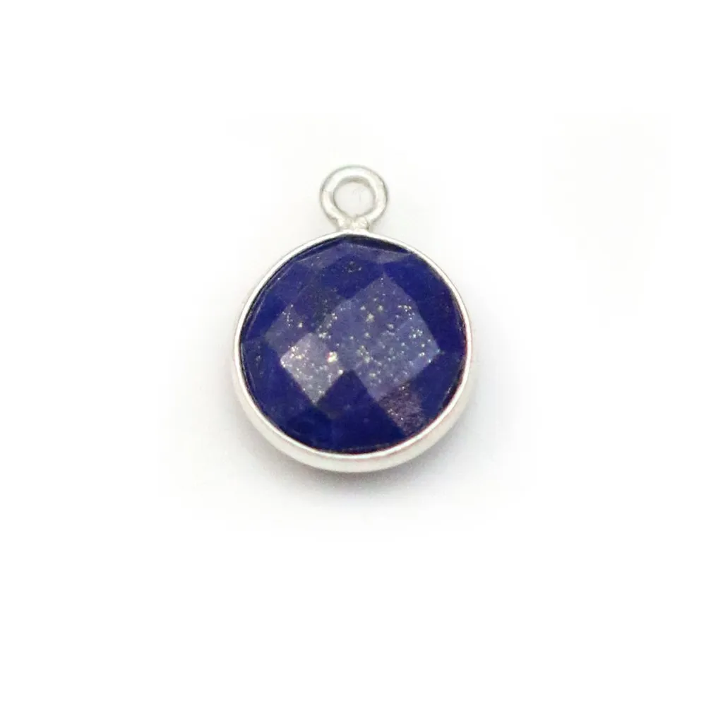 Lapis lazuli round shape, 1 ring, set in silver, 11mm x 1pc