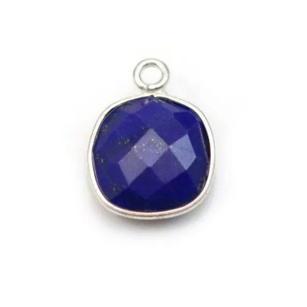 Lapis lazuli de forme carré,1 anneau, serti en argent, 11mm x 1pc