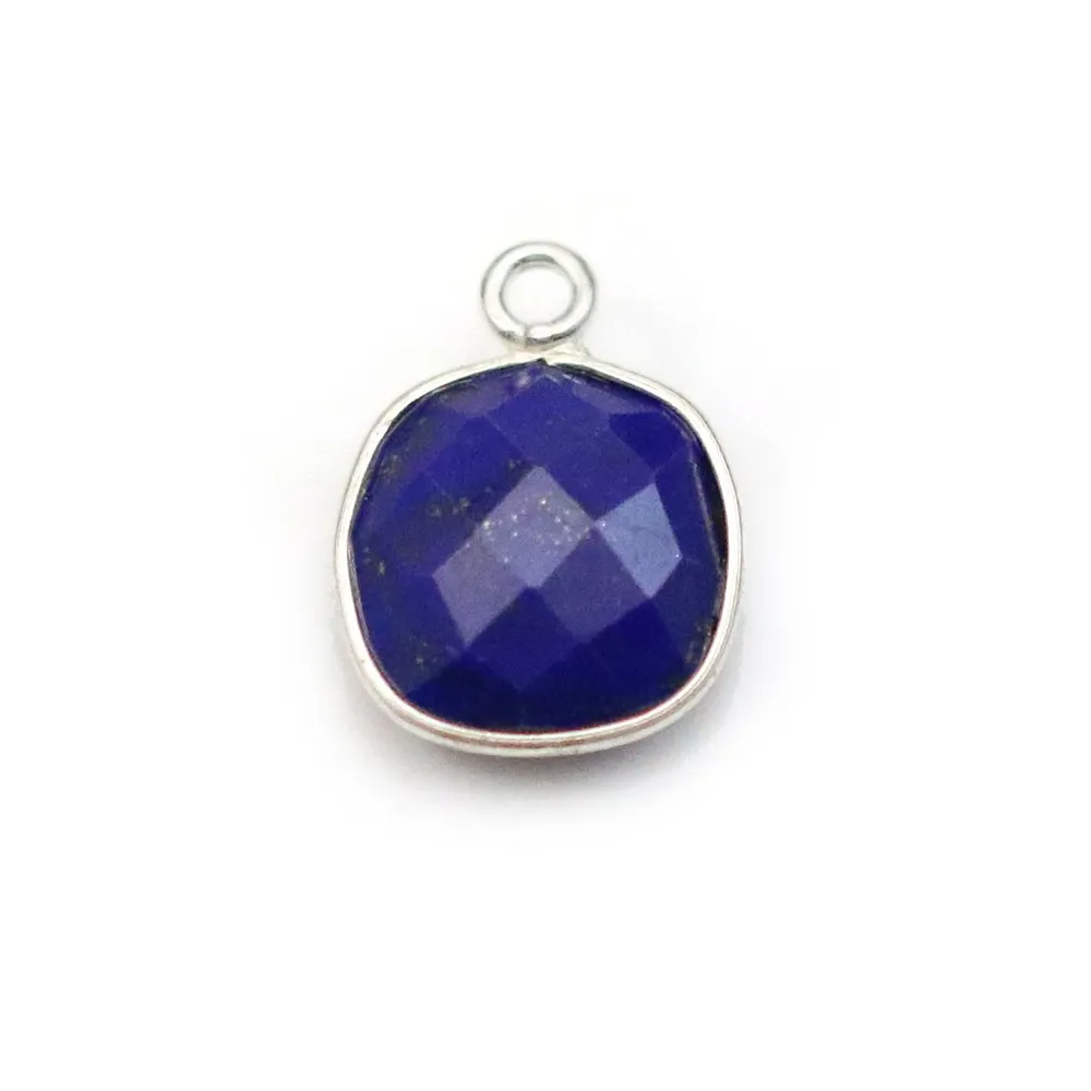 Lapis lazuli de forme carré,1 anneau, serti en argent, 11mm x 1pc