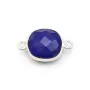 Lapis lazuli de forme carré, 2 anneaux, serti en argent, 11mm x 1pc