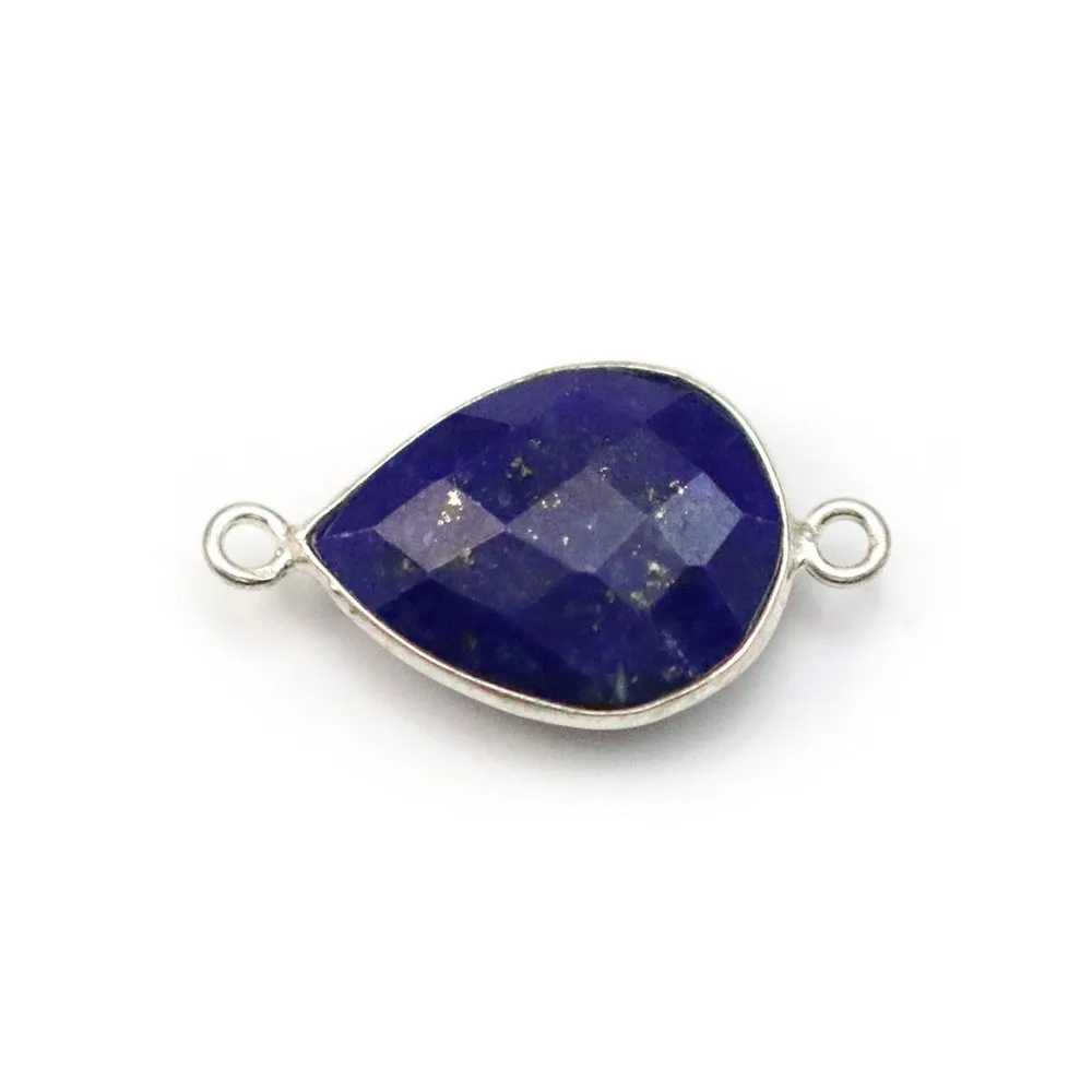 Lapis lazuli en forme de goutte, 2 anneaux, serti en argent 13x17mm x 1pc