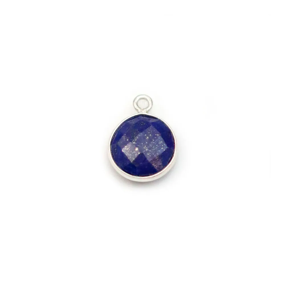 Lapis lazuli de forme ronde, 1 anneau, serti en argent, 9mm x 1pc