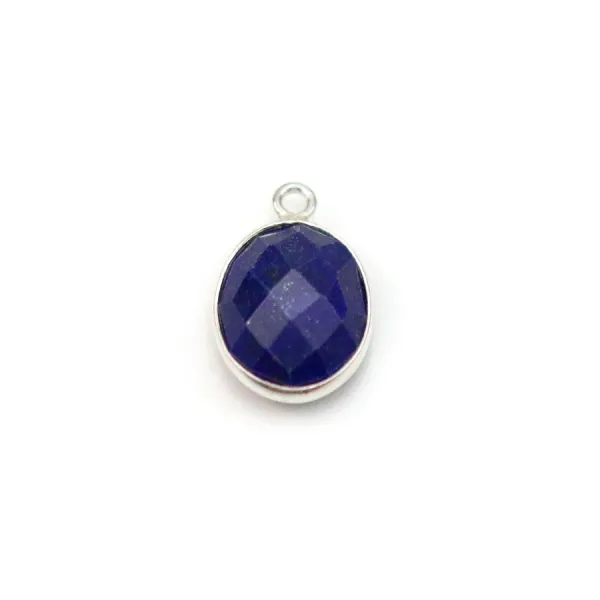 Lapis lazuli de forme ovale, 1 anneau, serti en argent, 9x11mm x 1pc
