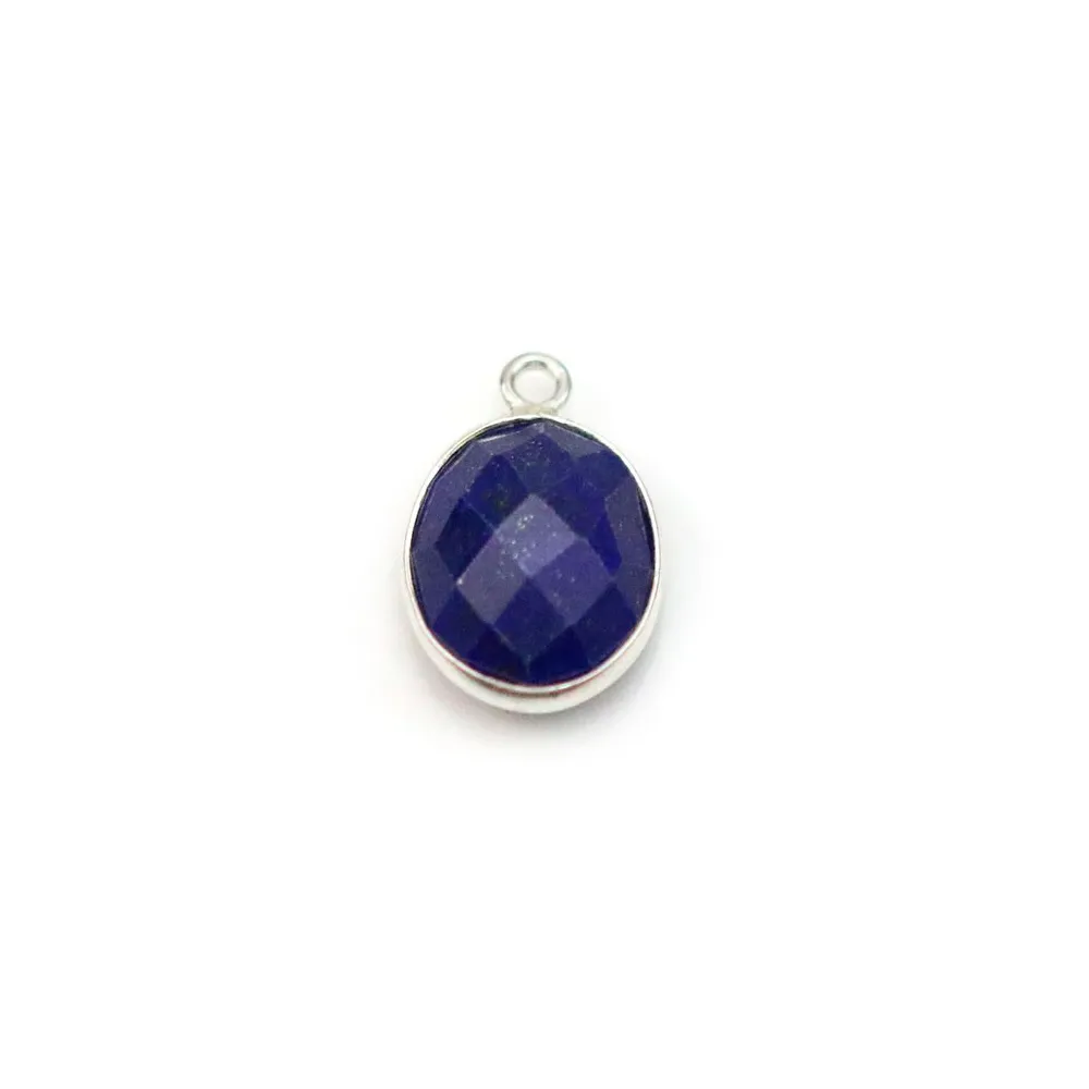 Lapis lazuli de forme ovale, 1 anneau, serti en argent, 9x11mm x 1pc