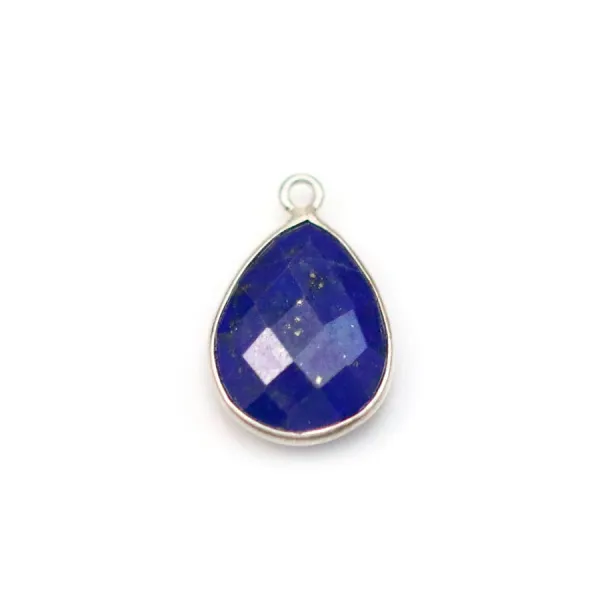 Lapis lazuli en forme de goutte, 1 anneau, serti en argent 11x15mm x 1pc