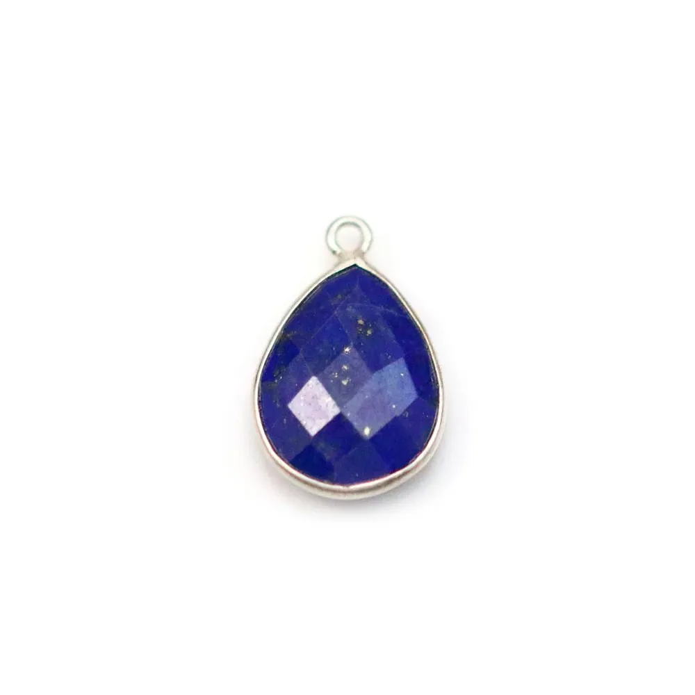 Lapis lazuli en forme de goutte, 1 anneau, serti en argent 11x15mm x 1pc