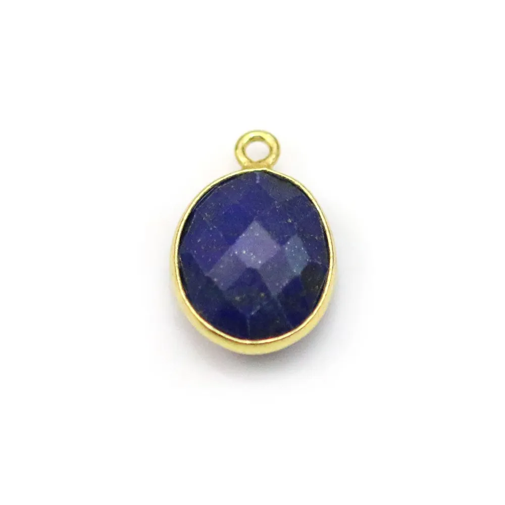 Lapis lazuli de forme ovale, 1 anneau, serti en argent doré, 11x13mm x 1pc
