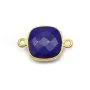 Lapis lazuli de forme carré, 2 anneaux, serti en argent doré, 11mm x 1pc