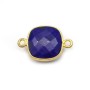Lapis lazuli in shape of square, 2 rings, set in gilt silver, 11mm x 1pc