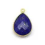 Lapis lazuli en forme de goutte, 1 anneau, serti en argent doré 13x17mm x 1pc