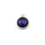 Lapis lazuli de forme ronde, 1 anneau, serti en argent doré, 9mm x 1pc