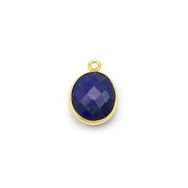 Lapis lazuli de forme ovale, 1 anneau, serti en argent doré, 9x11mm x 1pc