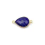 Lapis lazuli en forme de goutte, 2 anneaux, serti en argent doré 11x15mm x 1pc