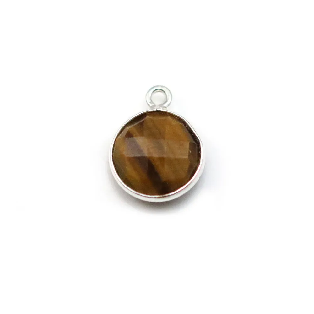 Round tiger eye, 1 ring, set on silver, 11mm x 1pc