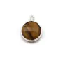 Round tiger eye, 1 ring, set on silver, 11mm x 1pc