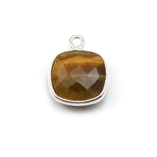 Eye of tiger in the shape of square, 1 ring, set on silver, 11mm x 1pc