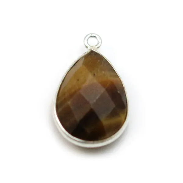 Occhio di tigre a goccia, 1 anello, incastonato su argento, 13x21mm x 1pz