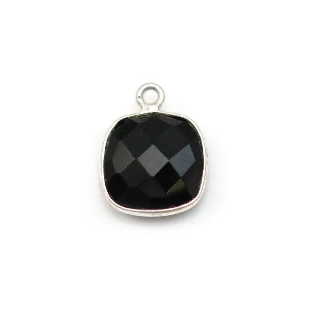 Agate carré 1 anneau serti en argent 925  x 1pc