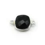 Agate noir carré 2 anneaux sertie en argent 925 x 1pc