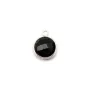 Agate noir de forme ronde, 1 anneau, sertie en argent 9mm x 1pc