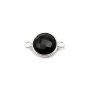 Agate noir de forme ronde, 2 anneaux sertie en argent 9mm x 1pc