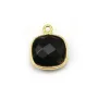 Black agate in shape of square, 1 ring, set in gilt silver, 11mm x 1pc