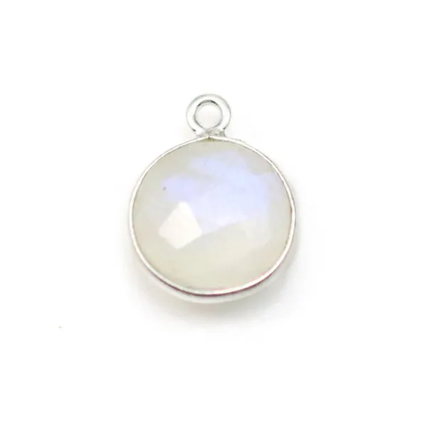 Pierre de lune rond 1anneau sertie sur argent x 1pc