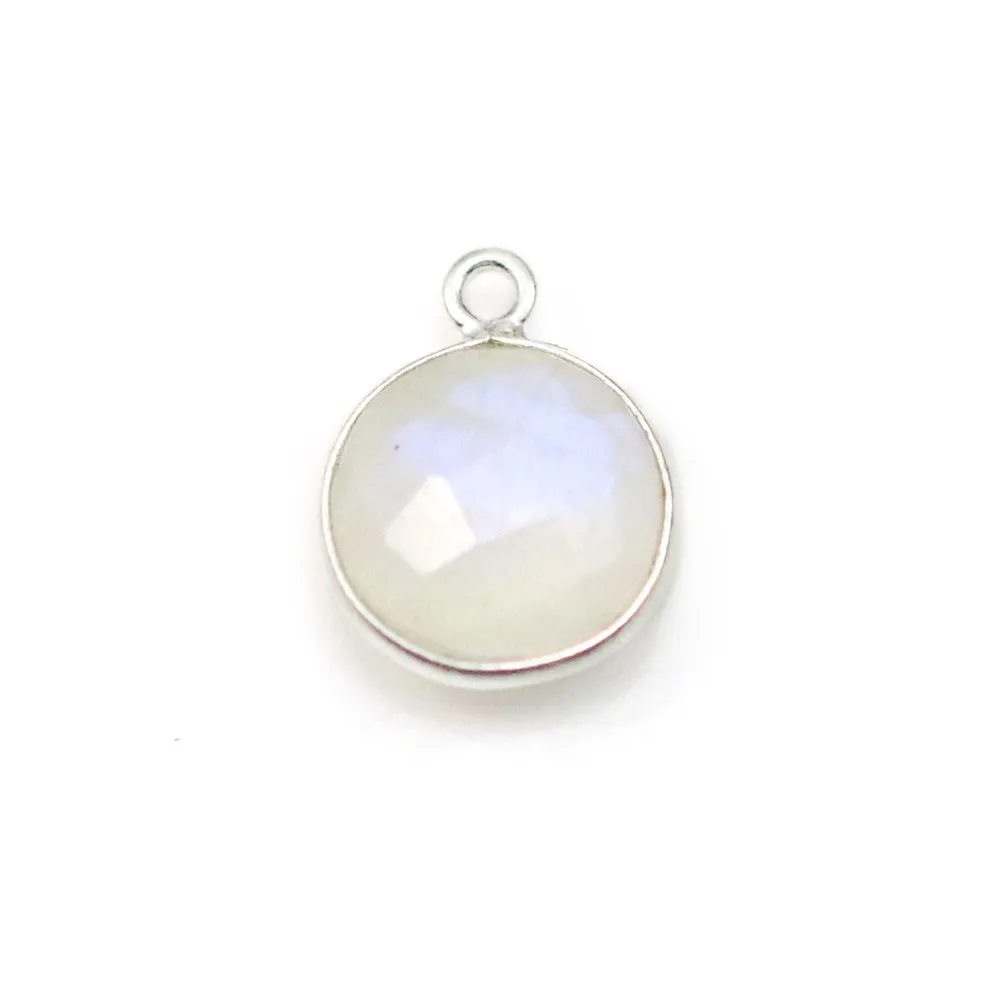 Pierre de lune rond 1anneau sertie sur argent x 1pc
