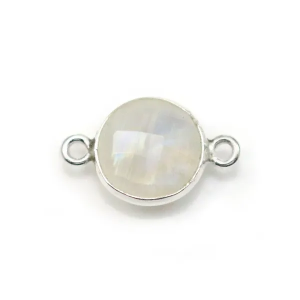 Pierre de lune 2 anneaux  sertie en argent x 1pc