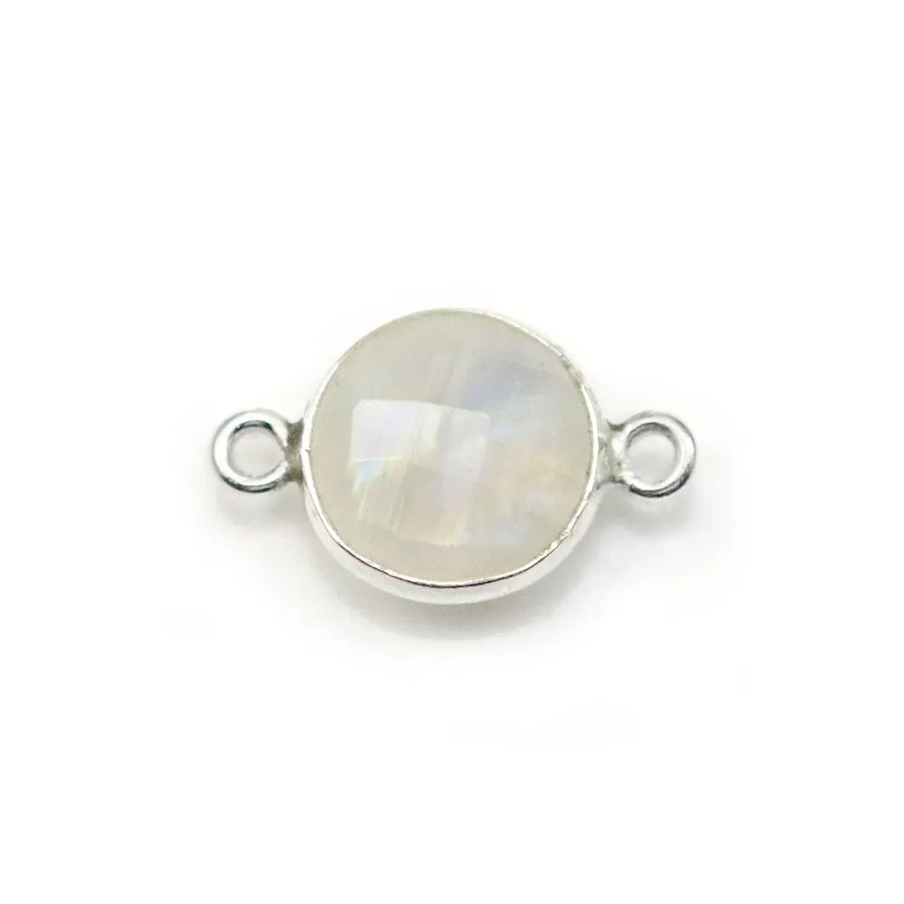 Pierre de lune 2 anneaux  sertie en argent x 1pc