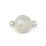 Pierre de lune 2 anneaux  sertie en argent x 1pc