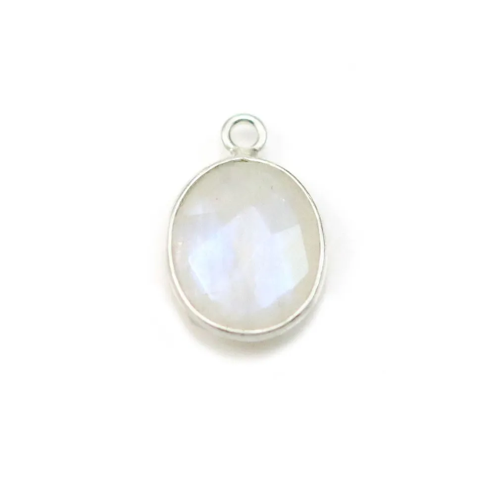 Pierre de lune oval sertie sur argent x 1pc